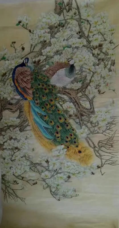 春花孔雀圖