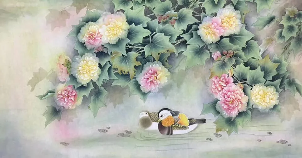 牡丹鴛鴦圖