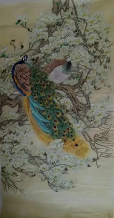 春花孔雀圖